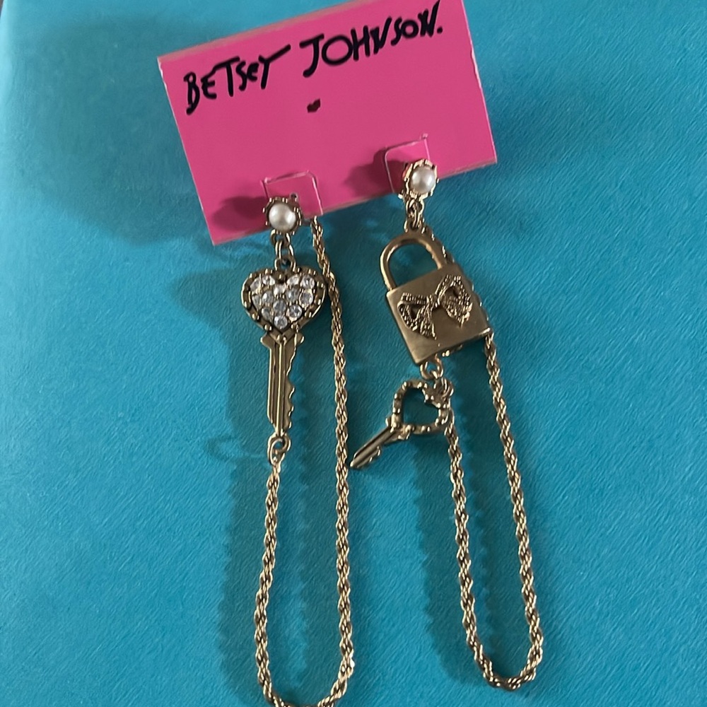 Betsey Johnson Lock and Key Earrings